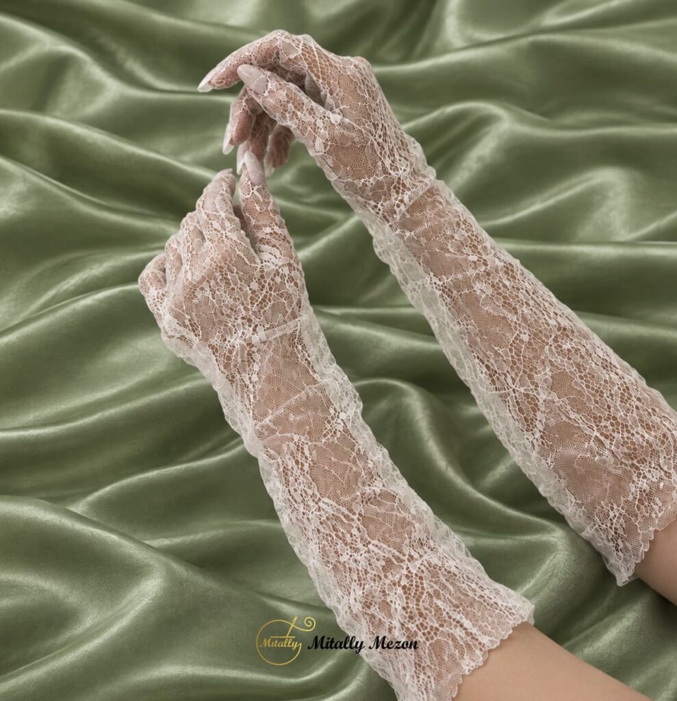 دستکش عروس بلند گیپوری کد 716