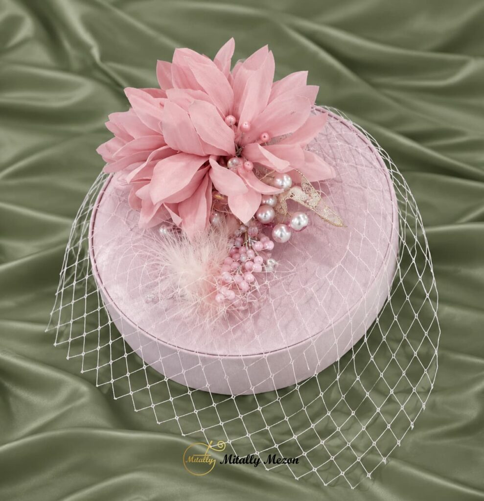 Yellow French-style guipure lace bridal hat (Code 810)